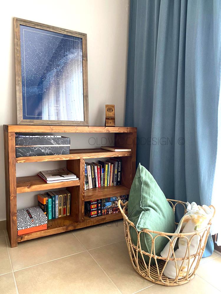 Tumbled pine bookshelf